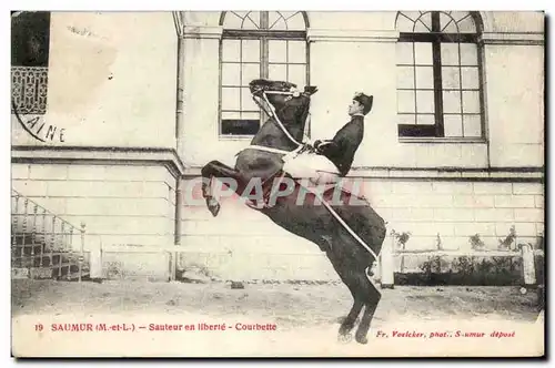 Saumur Ansichtskarte AK SAuteur en liberte Courbette (cavalier cheval hippisme)