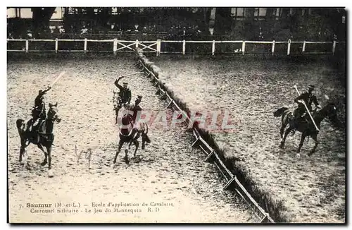 Saumur Cartes postales Ecole d&#39application de cavalerie Carrousel militaire Le jeu du mannequin (cheval hippi