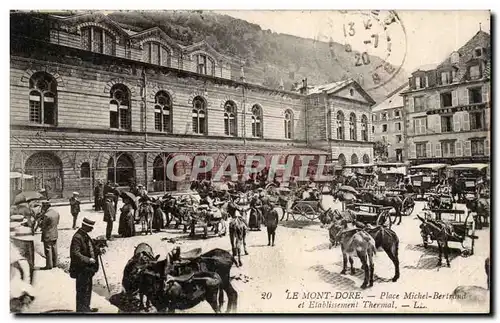 Mont Dore - Place Michel Bertrand - et Etablissement Thermal - ane - doneky - bustling scene - Cartes postales