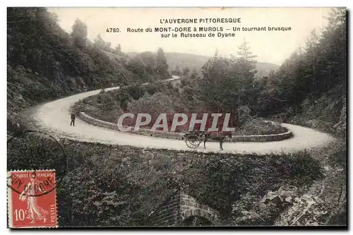 Cartes postales Mont Dore Route du Mont Dore a Murols un grand tournant sur le ruisseau de Dyane