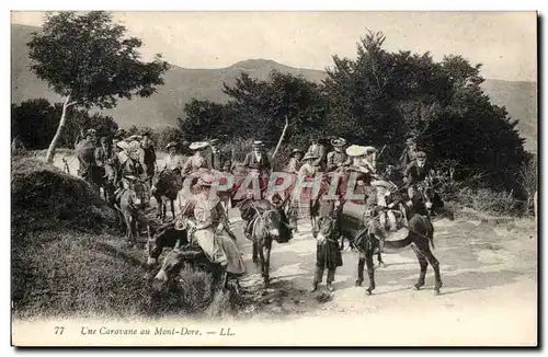 Cartes postales Auvergne Une caravane au Mont Dore Ane donkey TOP