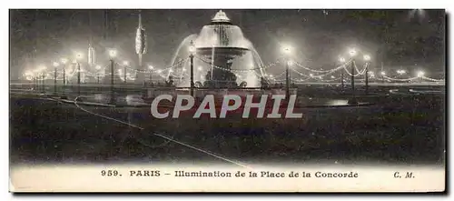 Paris 8 - CARTE DOUBLE Illumination de la Place de la Concorde - Ansichtskarte AK