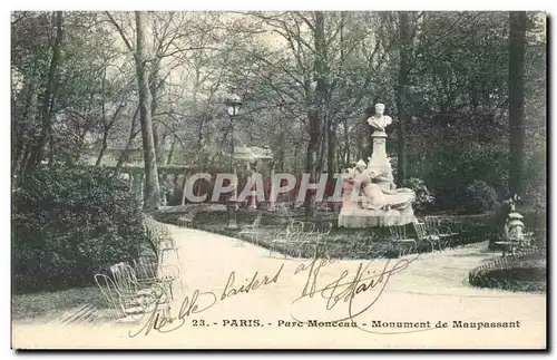 Paris 8 - Parc Monceau - Monument de Guy de Maupassant - Ansichtskarte AK
