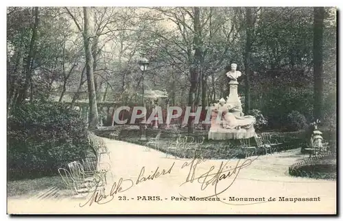 Paris 8 - Parc Monceau - Monument de Guy de Maupassant - Cartes postales