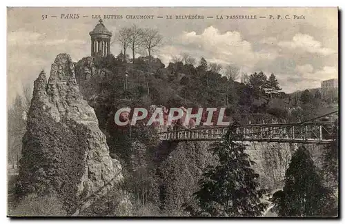 Ansichtskarte AK Paris Buttes Chaumont Le Belvedere La passerelle