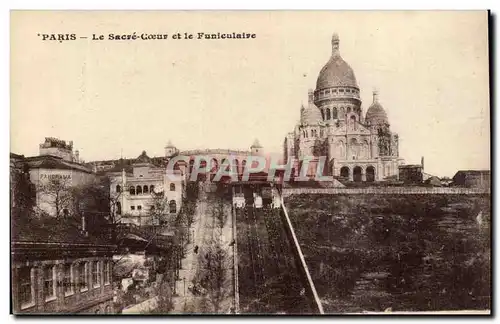 Cartes postales Paris Montmartre Le Sacre Coeur et le funiculaire