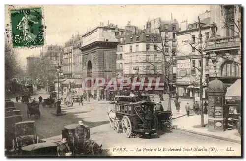 Cartes postales Paris la porte et le boulevard Saint martin