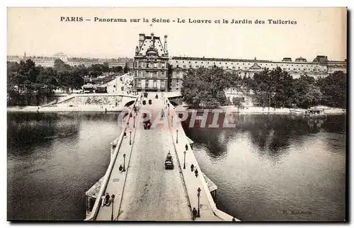 Paris - 1 - Panorama sur la Seine - Le Louvre et le Jardin des Tuileries Ansichtskarte AK