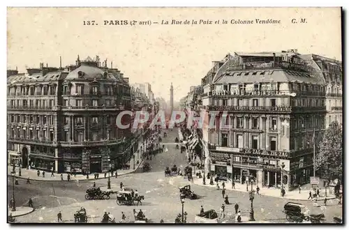 Paris - 2 La Rue de la Paix et Colonne Vendome Cartes postales