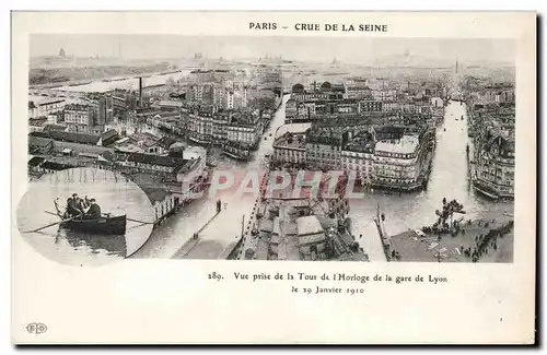 Paris 12 - Gare de Lyon - Crue de la Seine - Vue prise de la Tour de l&#39Horloge 19 Janvier 1910 -