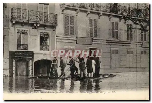 Paris 16 - Inondations de Paris - Janvier 1910 - Radeau Quai de Billy - Cartes postales