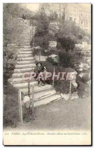 Paris 18 - Square Saint Pierre - Escalier allant au Sacre Coeur - Ansichtskarte AK