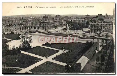 Paris - 1 - Panorama du Louvre - Les Nouveaux Jardins du Carrouse - Ansichtskarte AK