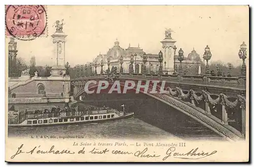 Paris - 7 - La Seine a travers Paris - Le Pont Alexandre - bateau Ansichtskarte AK