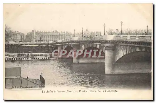 Paris - 8 - Le Pont et la Place de la Concorde - La Seine a travers Paris Ansichtskarte AK