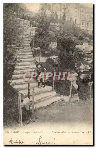 Paris - 18 - Square Saint Pierre - Escalier allant au Sacre Coeur Ansichtskarte AK