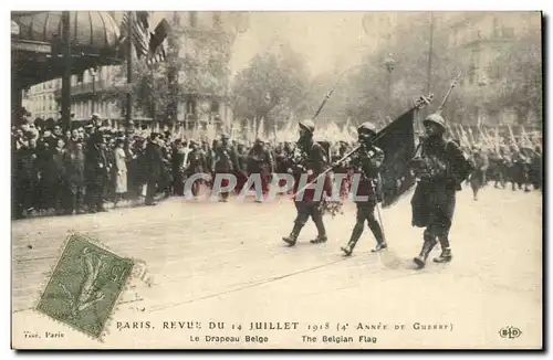 Paris - 8 - Revue de 14 Juillet 1918 -- Le Drapeau Belge Cartes postales