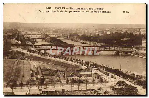 Paris 16 - Panorama vers Passy - Vue Generale de la Passerelle du Metropolitaine - Ansichtskarte AK