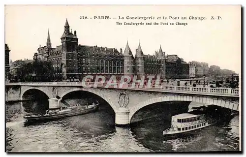 Paris - 1 - La Conciergerie et le Pont au Change - Ansichtskarte AK