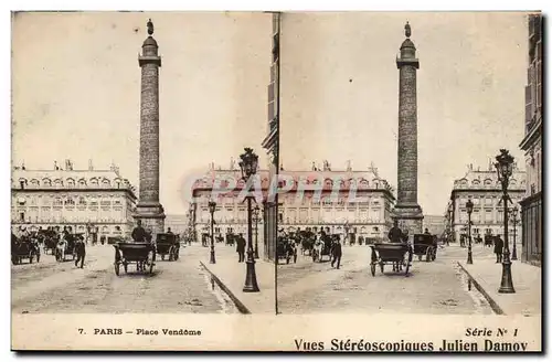 Paris - 1 - Vues Stereoscopiques - Place Vendome - Cartes postales