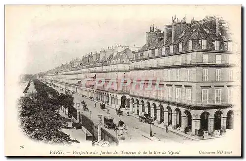 Paris - 1 - Perspective du Jardin des Tuileries et de la Rue de la Rivoli - Cartes postales