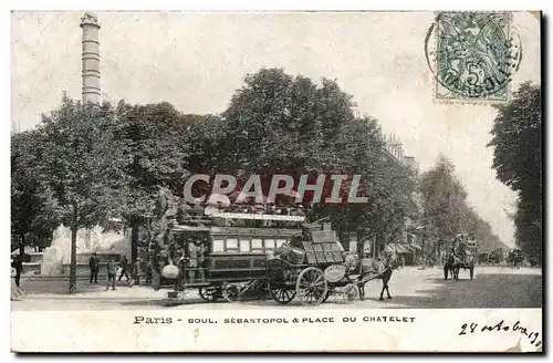 Paris - 3 - Boulevard Sebastopol et Place du Chatelet - Ansichtskarte AK