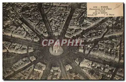 Paris 8 - Panorama de la Place de l&#39Etoile pris en ballon - Cartes postales