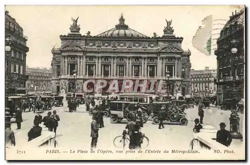 Paris 9 - Place de l&#39Opera - Vue prise de l&#39Entree du Metropolitain - Ansichtskarte AK