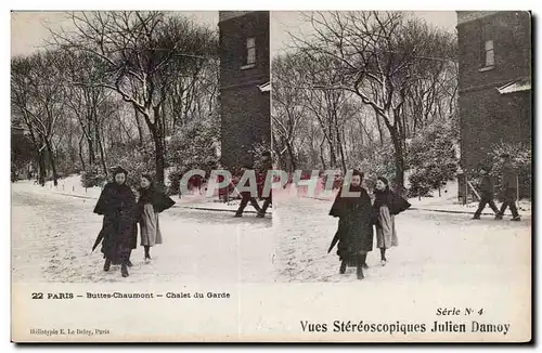 Paris 19 - Chalet du Garde - Buttes Chaumont - Vues Stereoscopiques - Julien Bamoy - Ansichtskarte AK