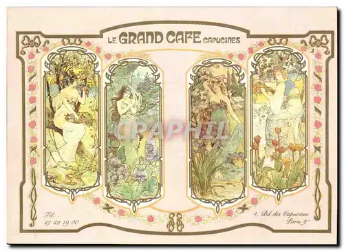 Cartes postales moderne Le grand cafe Capucines Restaurant Plaisir Bd des Capucines 75009 Paris (illustrateur type Mucha