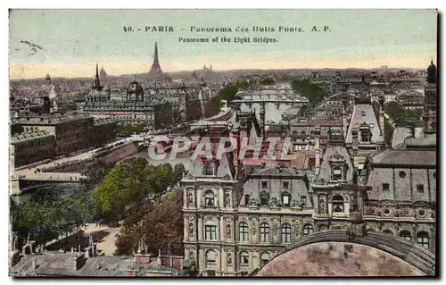 Paris Panorama des huit Ponts - 8 bridges - Cartes postales Tour Eiffel