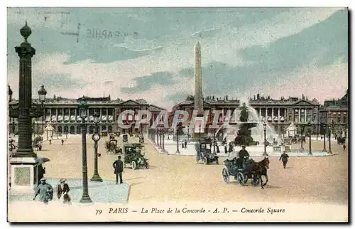 Paris - 8 - La Place de la Concorde - caleche - automobile Ansichtskarte AK