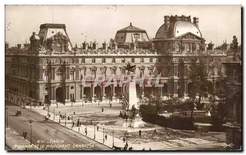 Paris - 1 - Le Louvre et le Monument Gambetta - Ansichtskarte AK