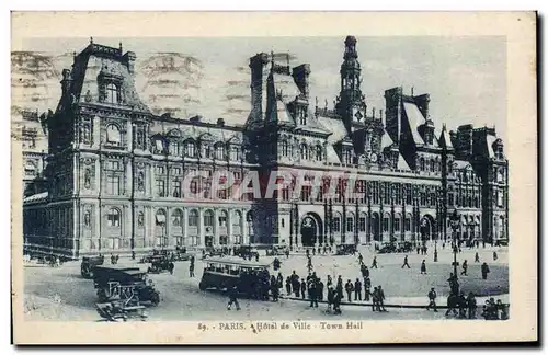 Paris - 4 - Hotel de Ville - Autobus - Ansichtskarte AK