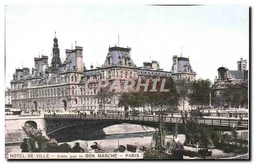 Paris 4 Hotel de Ville - Edite par le Bon Marche Cartes postales Marche aux fleurs