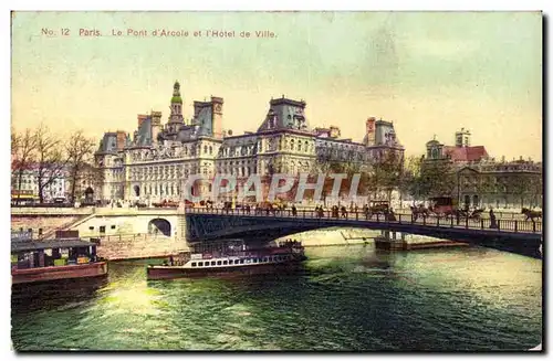 Paris 4 - Le Pont D&#39Arcole - Hotel de Vile - Cartes postales