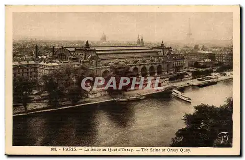 Paris - 7 - La Seine au Quai d&#39Orsay (Tour Eiffel dans la brume) Cartes postales