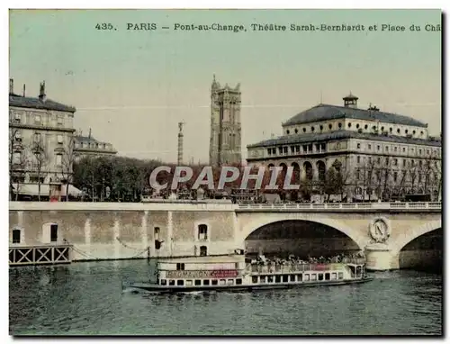 Paris - 1 - Pont au Change - Theatre Sarah Bernhardt - Ansichtskarte AK