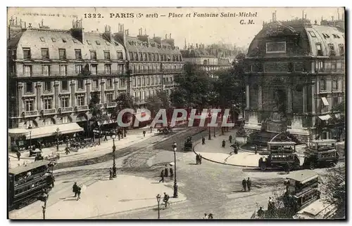 Paris 5 - Place et Fontaine Saint Michel Ansichtskarte AK -