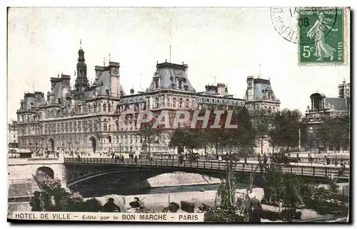 Paris - 4 - Hotel de Ville - edite par le Bon Marche Marche aux fleurs Cartes postales