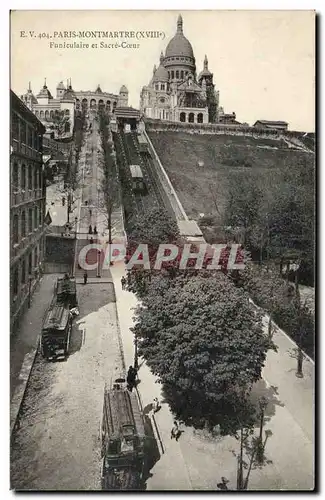 Paris - 14 - Montmartre - Le Funiculaire et le Sacre Coeur - Cartes postales