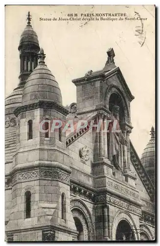 Paris - 14 - Montmartre - Statue de Jesus Christ devant Le Sacre Coeur - Cartes postales