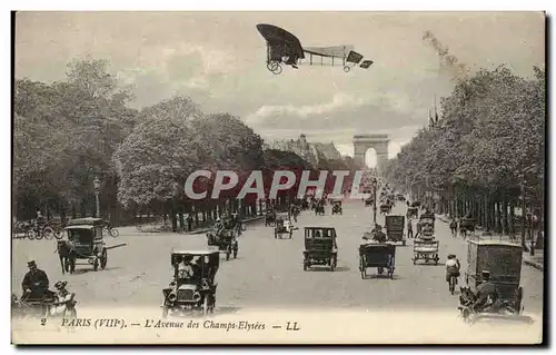 Paris - 8 -- L&#39Avenue des Champs Elysees - Avion - aeroplane - airplane - velo - automobile Ansichtskarte AK