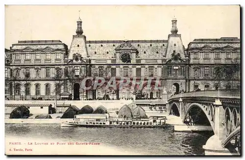 Paris 1 - Le Louvre et Le Pont Saints Peres Ansichtskarte AK