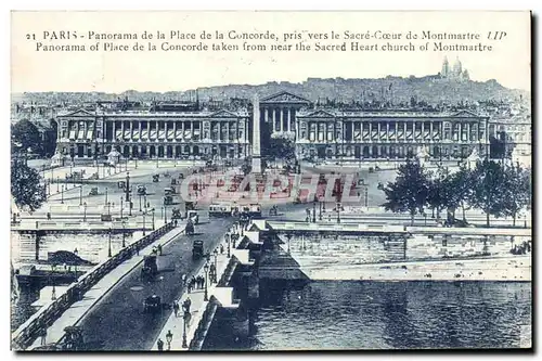 Paris - 8 - Panorama de la Place de la Concorde vers le Sacre Coeur de Montmartre - Ansichtskarte AK