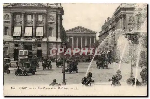 Paris Cartes postales La rue Royale et la MAdeleine Automobile