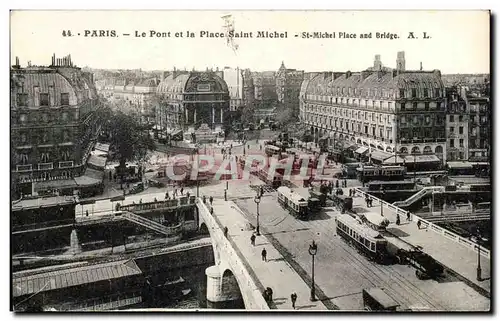 Paris Cartes postales Le pont et la place Saint Michel