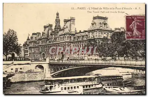 Paris Cartes postales L&#39hotel de ville et le pont d&#39Arcole