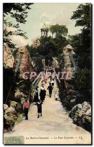 Paris Ansichtskarte AK Les buttes Chaumont Le pont suspendu