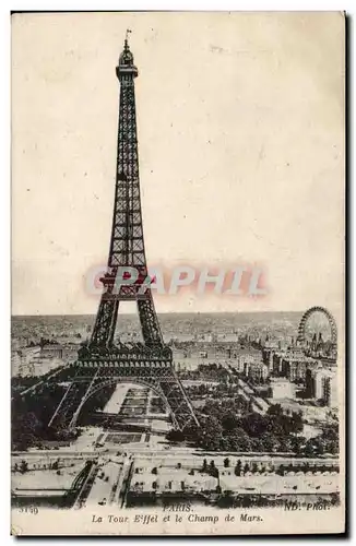 Paris Cartes postales La tour Eiffel et le champ de mars